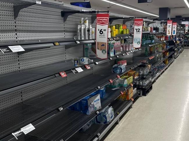 A photo has highlighted the grim stock shortages at Woolworths as strikes in four distribution centres reaches the two week mark. Picture: Facebook.