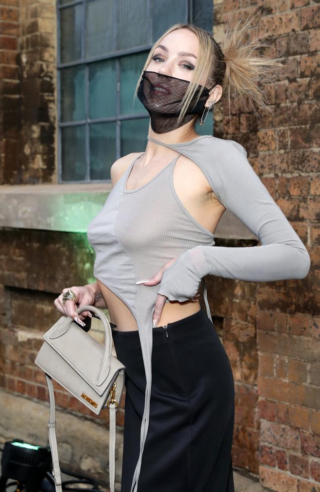 In 2021, she also went for a more toned down look. This time, she wore a mesh mask with an early 2000s hair style. Picture: Matrix