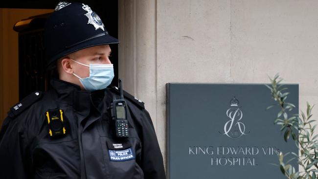 A police officer stands on duty outside King Edward VII's Hospital in central London. Picture: Tolga Akmen / AFP