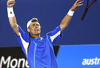 Challenge ... can Hewitt back up and win against Djokovic? Pic: AP