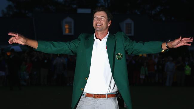 Adam Scott with the Green Jacket after winning the Masters (Photo by Ross Kinnaird/Getty Images)