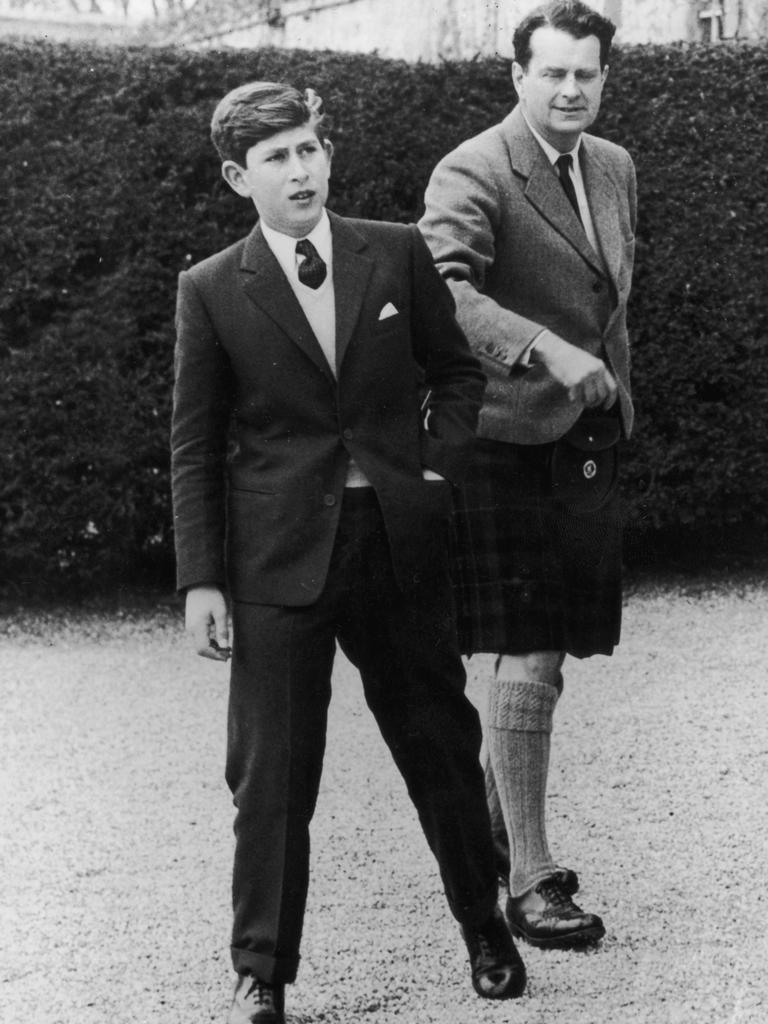 Prince Charles arriving at Gordonstoun School in Scotland for his first term in 1962. Picture: Central Press/Getty Images