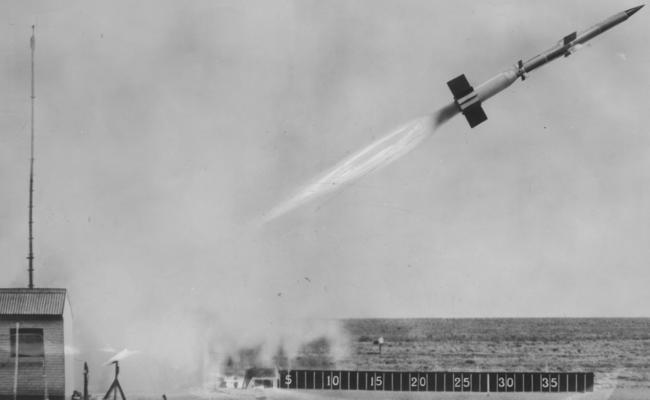 A Skylark sounding rocket launched from Woomera in 1957.