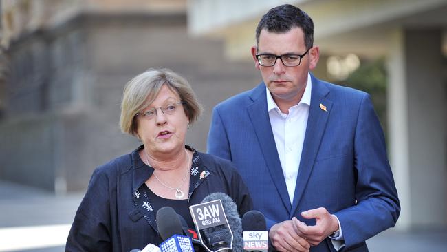 Victorian Police Minister Lisa Neville and Premier Dan Andrews gives a press conference after the Bourke Street attack. Picture: Nicki Connolly