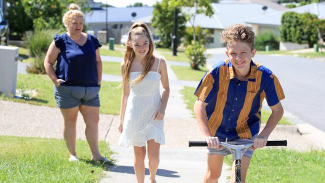 Sal Scanlon is keeping her five kids, including Grace, 12, and Jack, 14, out of school during the coronavirus pandemic. Picture: Tim Marsden.