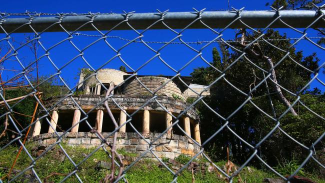 The abandoned Mosman mansion in Morella Rd is now of limits to vandals and squatters after the estate’s representatives complied with Mosman Council’s orders to properly secure the site. Picture: Phillip Rogers