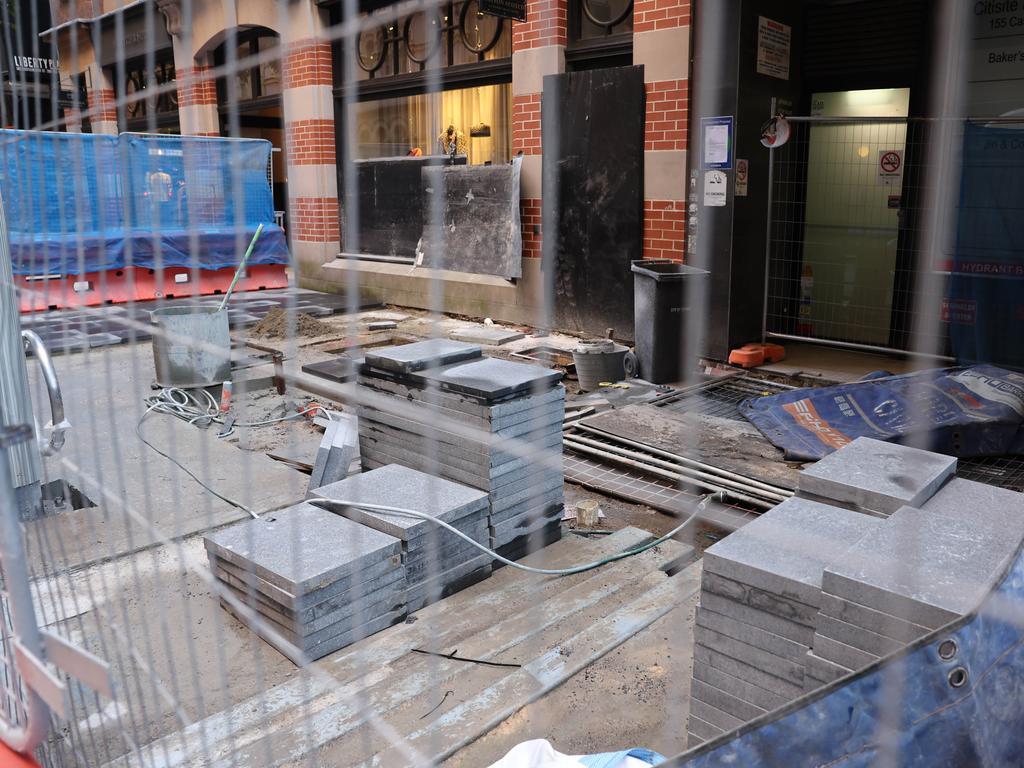 Some of the construction work being carried out on Castlereagh St. Picture: Rohan Kelly