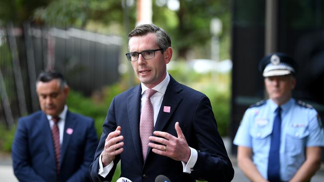 NSW Treasurer Dominic Perrottet speaks to the media during a press conference in Sydney. Picture: Joel Carrett