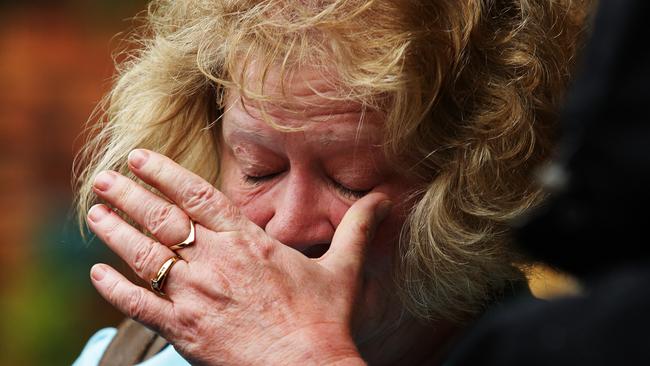 The daughter of May Ritchie reacts after speaking to the media about the death of her 81 year old mother. Picture: Braden Fastier