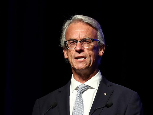 SYDNEY, AUSTRALIA - OCTOBER 15:  FFA CEO David Gallop speaks on stage during the 2018/19 A-League Season Launch at Fox Studios on October 15, 2018 in Sydney, Australia.  (Photo by Mark Metcalfe/Getty Images)