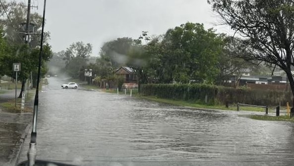 Flash flooding at Albert St, Goodna, Thursday afternoon. Picture: Shane Barnes/South East Queensland UHF Emergency Service Team