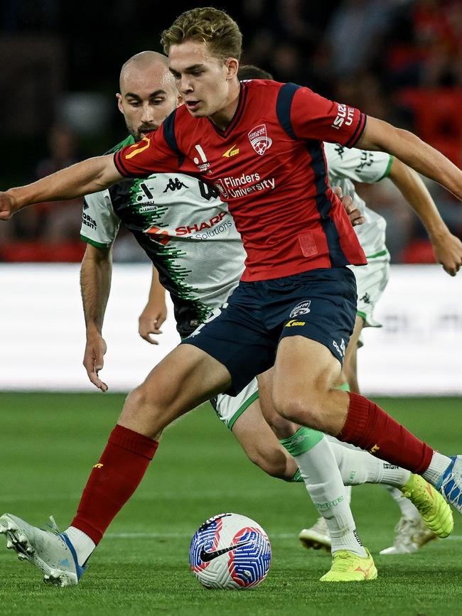 Ethan Alagich in action for Adelaide United in the A-League this year. Picture: Mark Brake/Getty Images