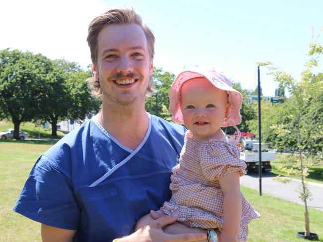 Dr Dominic Van Winden â Resident of the Year and 10-month-old Edith Van Winden. Picture: Elise Kaine