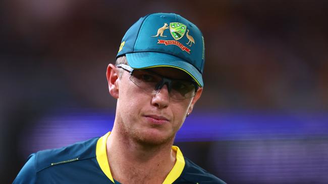 Australia's Adam Zampa looks on during the first Twenty20 international cricket match between Australia and Pakistan at The Gabba in Brisbane on November 14, 2024. (Photo by Pat HOELSCHER / AFP) / -- IMAGE RESTRICTED TO EDITORIAL USE - STRICTLY NO COMMERCIAL USE --