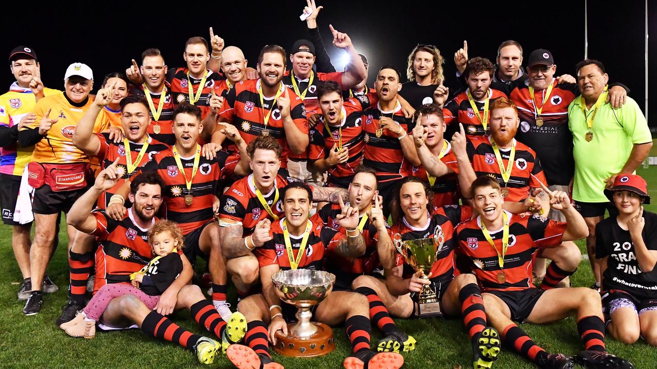 Stanley River celebrate their grand final victory over Caboolture. Photo Patrick Woods.