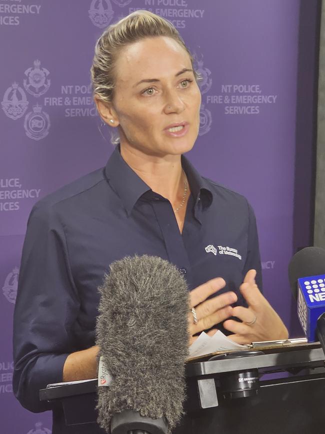 Shenagh Gamble from the Bureau of Meteorology at the press conference. Picture: Jordan McCarthy