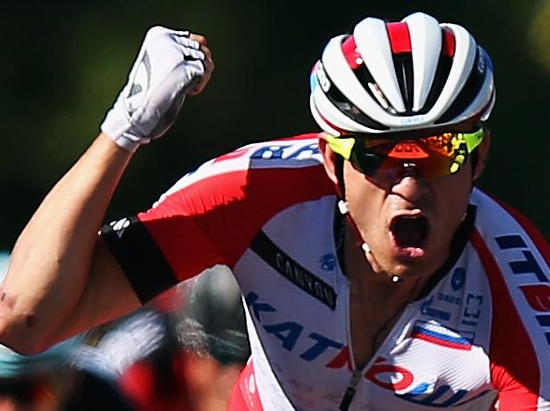 SAINT-ETIENNE, FRANCE - JULY 17: Alexander Kristoff of Norway and Team Katusha celebrates winning stage twelve of the 2014 Tour de France, a 186km stage between Bourg-en-Bresse and Saint-Etienne, on July 17, 2014 in Saint-Etienne, France. (Photo by Bryn Lennon/Getty Images)