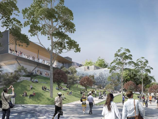 For Friday July 20, not for prior publication. New renders of Apple Building at Federation Square. Apple Federation Square will be approximately one storey lower in height that the existing Yarra Building.