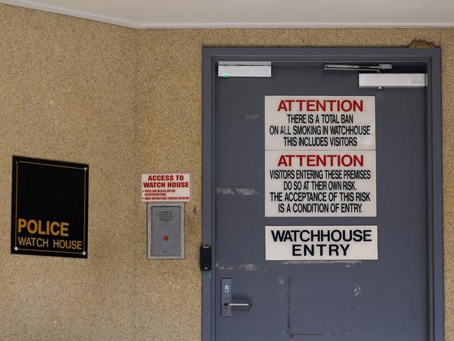 The visitor entrance and exit to the Cairns Watchhouse located between the Cairns Police Station and Cairns Courthouse. Picture: Brendan Radke