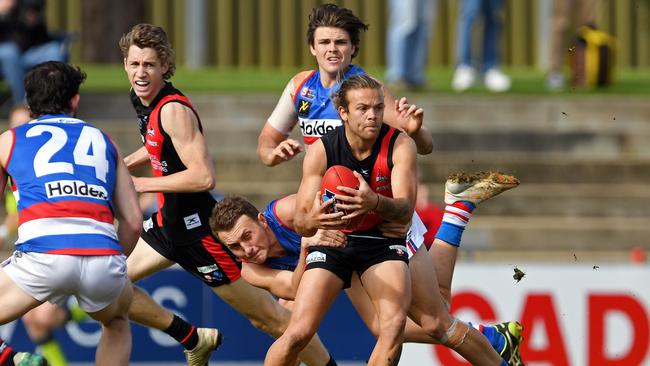 West Adelaide and Ken Kappany could not break free of the Bulldogs. Picture: Tom Huntley