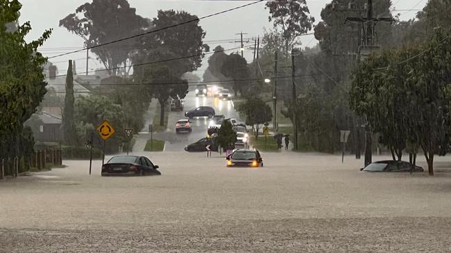 Flooding in Lilydale on Tuesday afternoon. Picture: Lilydale SES unit