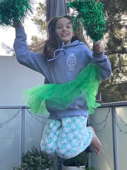 Mentone Girls' Secondary College student Kathy dressed up in house colours to win points for Jackson house. Picture: Supplied