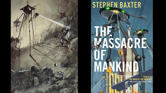 An illustration from HG Wells’s The War of the Worlds, and its sequel, The Massacre of Mankind