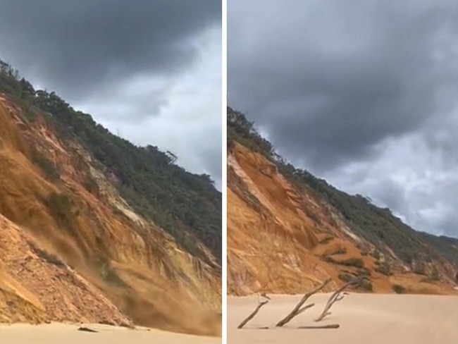 WATCH: Massive landslide at iconic beach prompts ‘holy f–k’ from onlooker