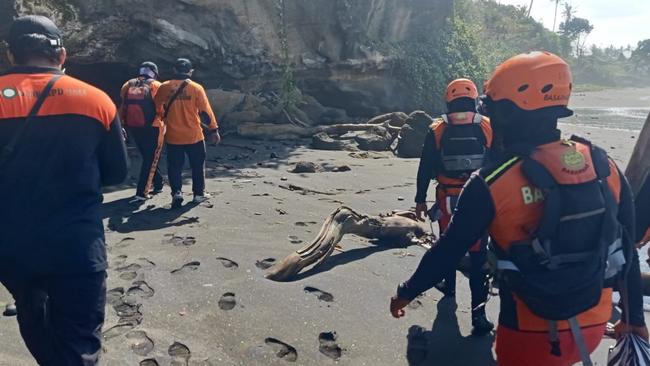 Local search agency on the scene in Bali after Australian man, Laidley Craig Stewart, 56, went missing after being swept away by a wave in Balian Beach, Tabanan Bali yesterday. Source - Denpasar Search and Rescue Agency