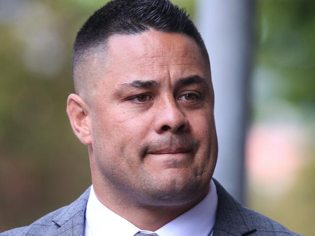 SYDNEY, AUSTRALIA -  Newswire Photos MARCH 13 2023 - Former NRL star Jarryd Hayne is seen arriving at the JMT Court in Sydney as the trial argument for the accused Hayne of sexually assaulting a woman at her Newcastle home on grand final night in 2018. Picture: NCA Newswire / Gaye Gerard.