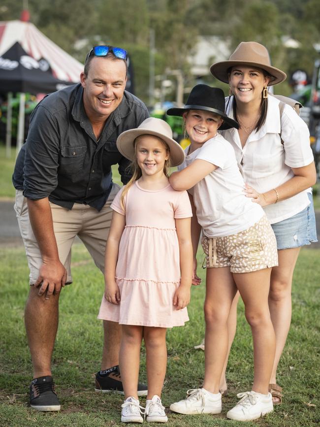 Darren and Stacey Wickson with their daughters Ellise (centre) and Rhylee at the Toowoomba Royal Show, Friday, March 31, 2023. Picture: Kevin Farmer