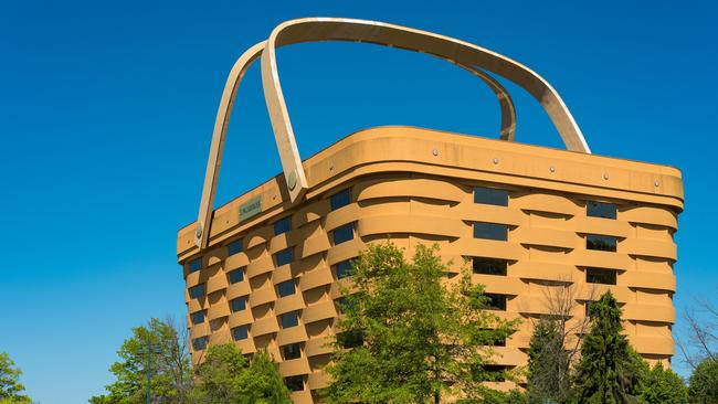 Novel design, or just a basket case, the former headquarters for the Longaberger Company is seven storeys tall and is twice as long as an American football field.