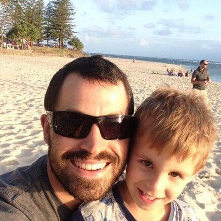 Father Nathaniel Beesley, pictured with then 4-year-old son Freddie, died on March 17, 2017 while working in a Tasmanian mine.