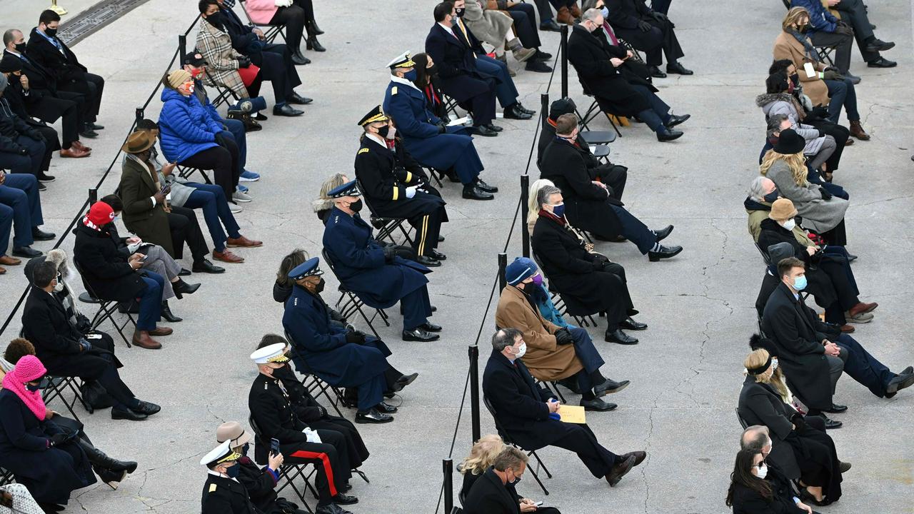 Guests are seated on Capitol Hill before Joe Biden is sworn in as the 46th US President. Picture: AFP