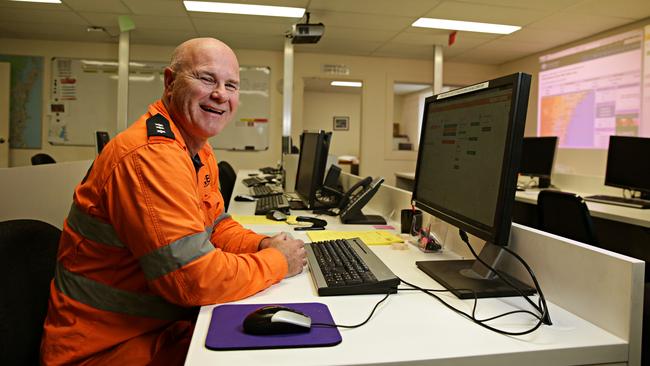 Russell Dwyer at work at the NSW SES Warringah / Pittwater Unit in Terrey Hills. Picture: Adam Yip / Manly Daily