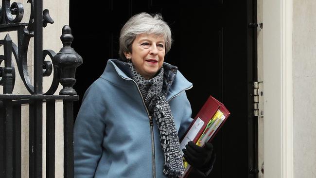 LONDON, ENGLAND - MARCH 27: British Prime Minister, Theresa May departs number 10 Downing Street for The Houses of Parliament on March 27, 2019 in London, England. Today MPs will vote on alternative plans for Brexit.(Photo by Dan Kitwood/Getty Images) ***BestPix***