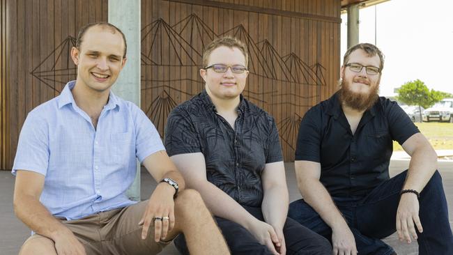 Obelus Studios founders Rhys Johansen, Joshua Webel and Jarrod Revell completed a Diploma of Digital and Interactive Games at TAFE NSW Coffs Harbour. Photo: McMillan Arts