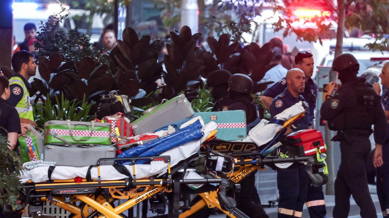 Police enter the Westfield Bondi Junction shopping mall after a stabbing incident. Picture: David GRAY / AFP