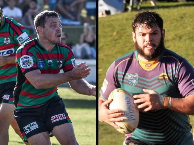 Tom Rowles for the Bilambil Jets and Joshua Beech or the Evans Head Bombers, who both play in the Northern Rivers Regional Rugby League (NRRRL) competition. Photo: Max Ellis/supplied