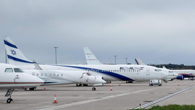 COP26 attendees' jets parked at the Edinburgh Airport, Scotland. Picture: AFP