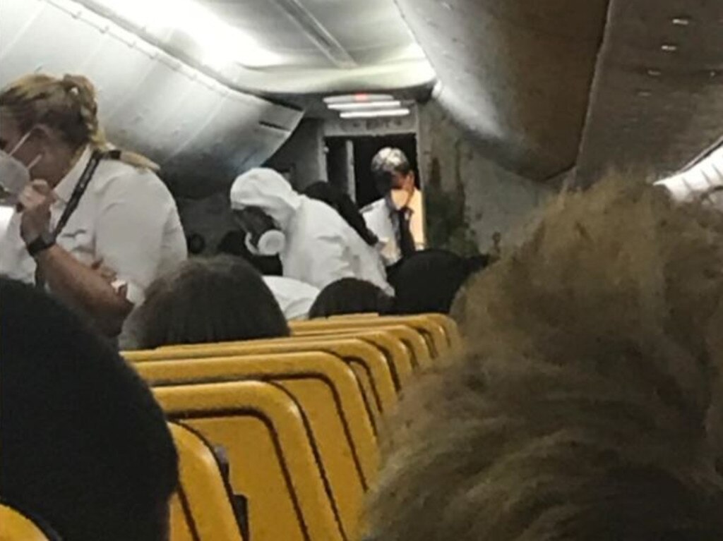 The incident happened minutes before the plane was due to leave London. Picture: Twitter/@fionnmurphy10