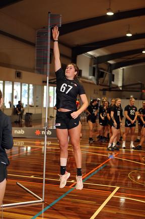 Giselle Davies at the AFLW draft combine for Queensland players, held at Runaway Bay Indoor Sports Centre. Picture: Richard Gosling.