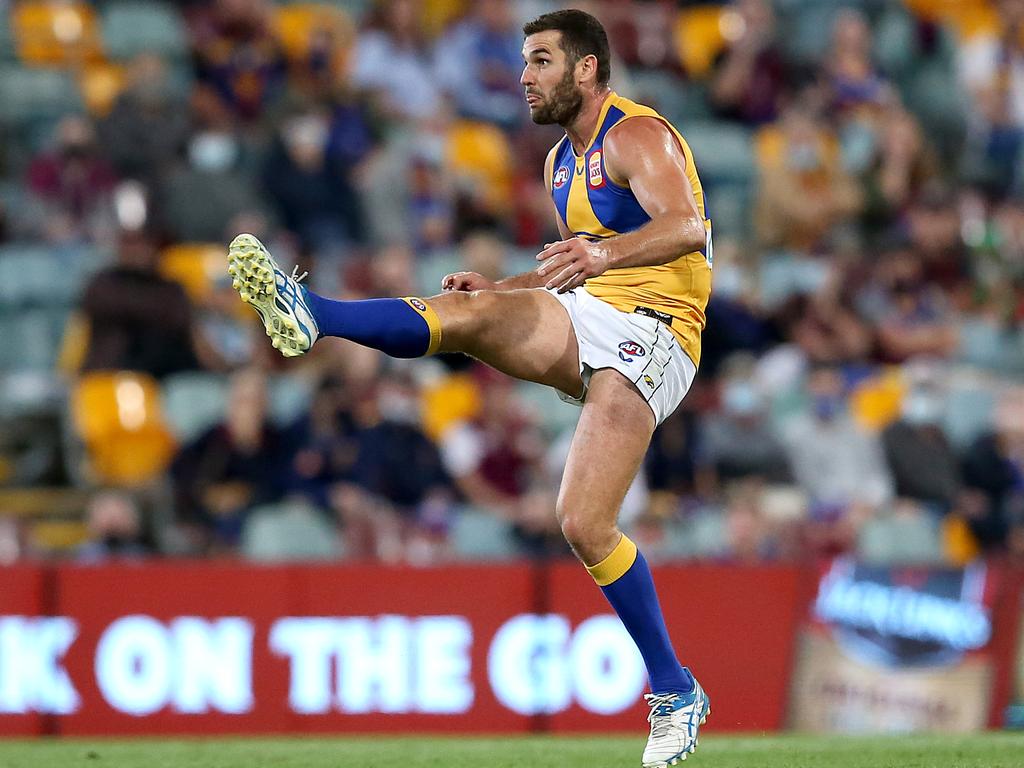 Jack Darling’s 2022 season is still under a could of doubt as the star forward’s vaccination status continues to cause a headache for the Eagles. Picture: Jono Searle/AFL Photos/via Getty Images