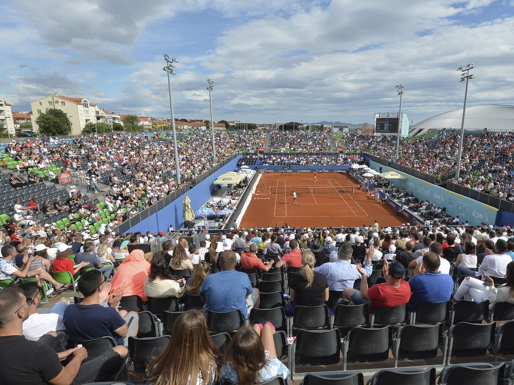 Spectators watch the exhibition tournament in Croatia.