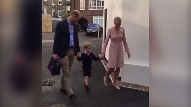 Prince George arrives for his first day at school