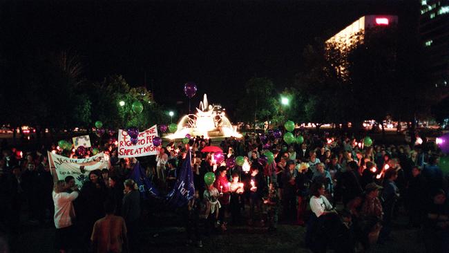 Reclaim the Night march against violence against women in October 1999.