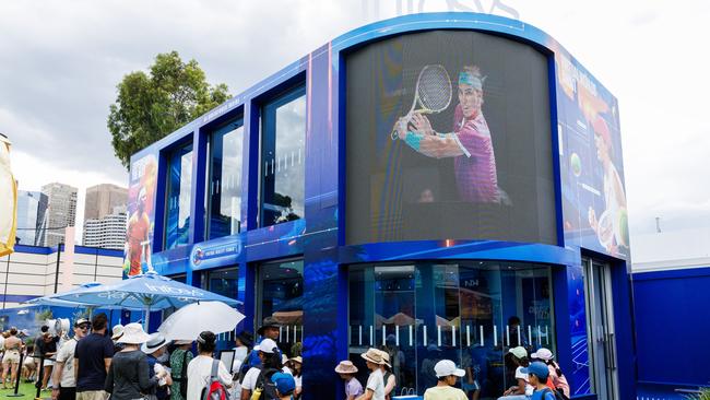 Kids using interactive VR games during kids tennis day on at the Australian Open at Melbourne Park. Photo by TENNIS AUSTRALIA/ AARON FRANCIS