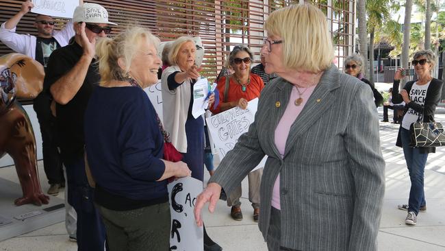 Councillor Dawn Crichlow speaks to Black Swan Lake protesters. Picture Glenn Hampson