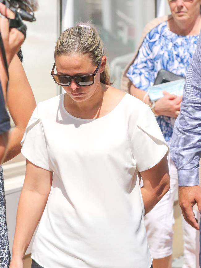 Former Tennant Creek Australia Post manager Rebecca Liebelt leaving Darwin Supreme Court on Tuesday July 26. Picture: Glenn Campbell