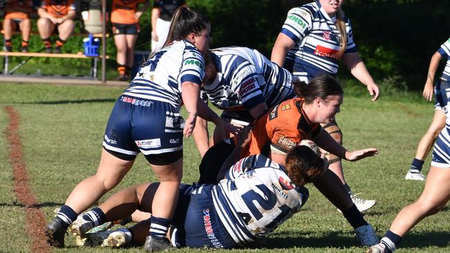 The Herbert River Crushers Women’s team drew 20-20 with Townsville Brothers in a hard-fought contest in Ingham on Saturday. Picture: Cameron Bates